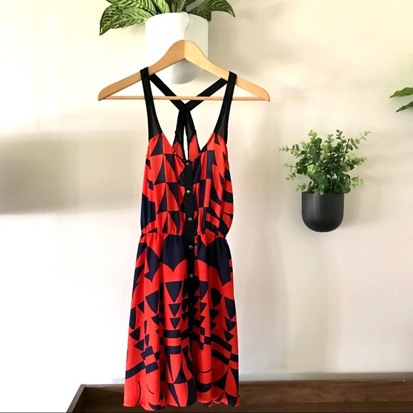 silence + noise Dresses & Skirts - UO Silence & Noise Red & Blue Dress